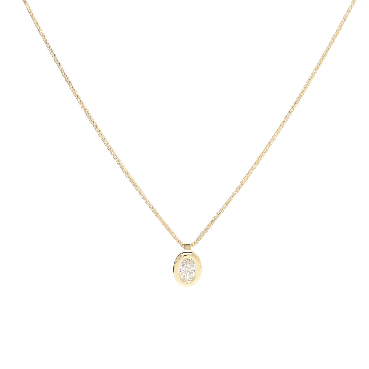 Diamond 0.31ct Oval Cut 18ct Yellow Gold Necklace - Michael Jones Jeweller