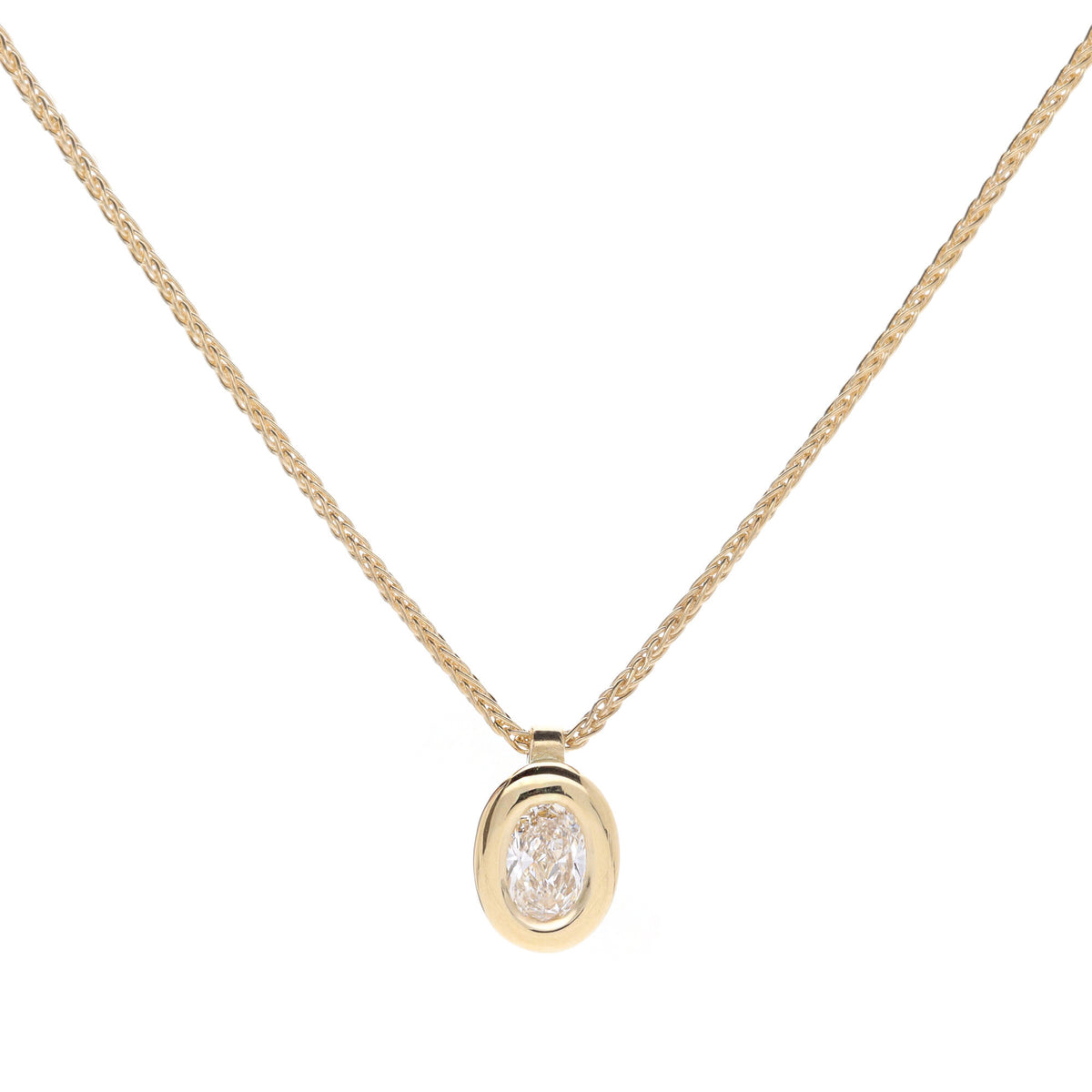 Diamond 0.31ct Oval Cut 18ct Yellow Gold Necklace - Michael Jones Jeweller