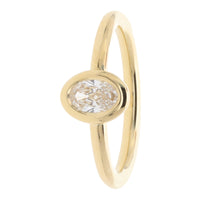 Diamond 0.37ct Oval Cut 18ct Yellow Gold Collar Set Ring - Michael Jones Jeweller