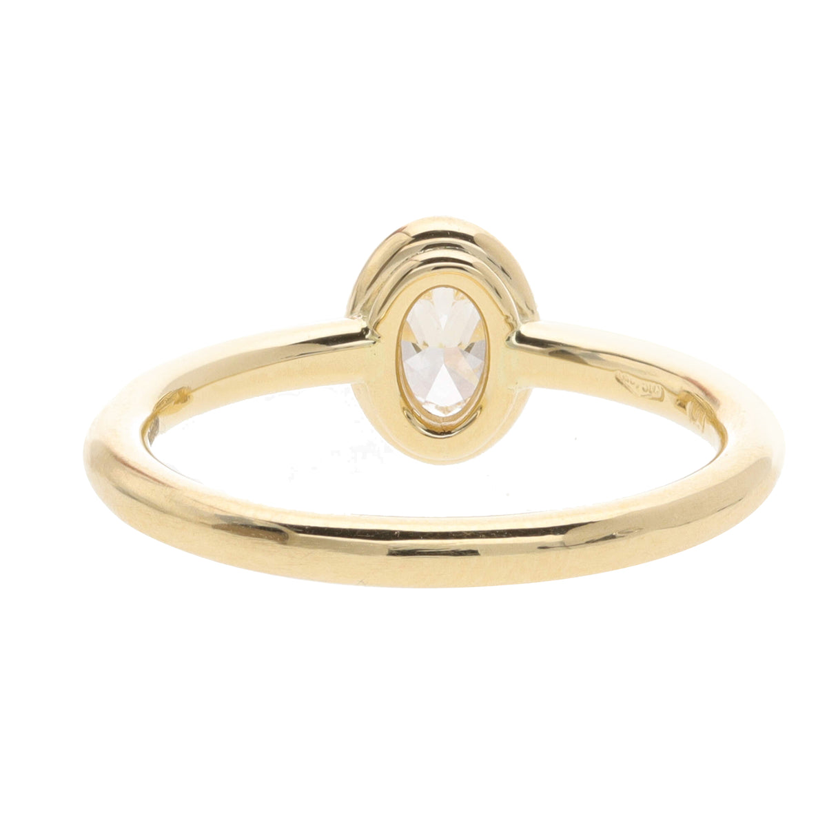 Diamond 0.37ct Oval Cut 18ct Yellow Gold Collar Set Ring - Michael Jones Jeweller