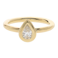 Diamond 0.37ct Pear Cut 18ct Yellow Gold Collar Set Ring - Michael Jones Jeweller