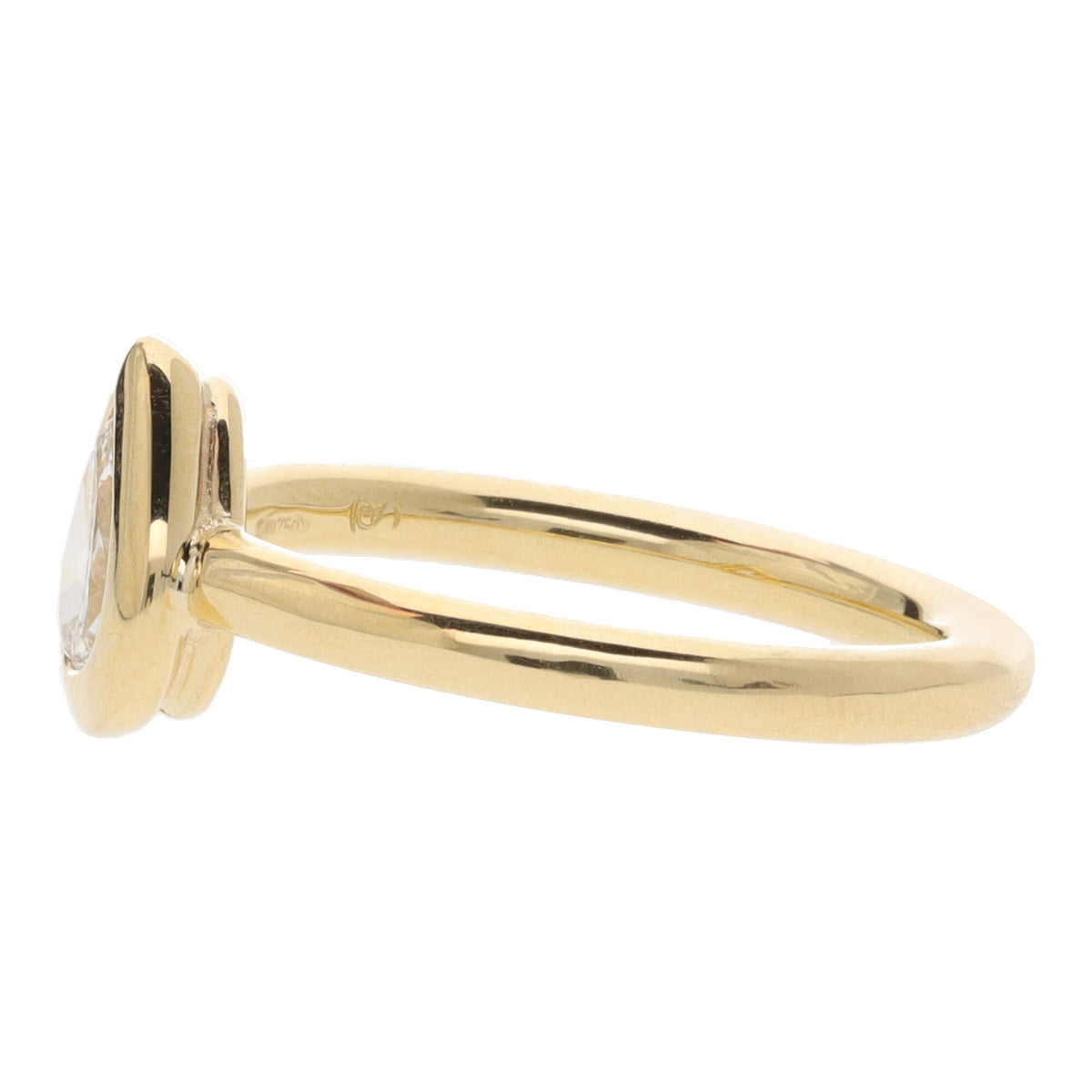 Diamond 0.37ct Pear Cut 18ct Yellow Gold Collar Set Ring - Michael Jones Jeweller