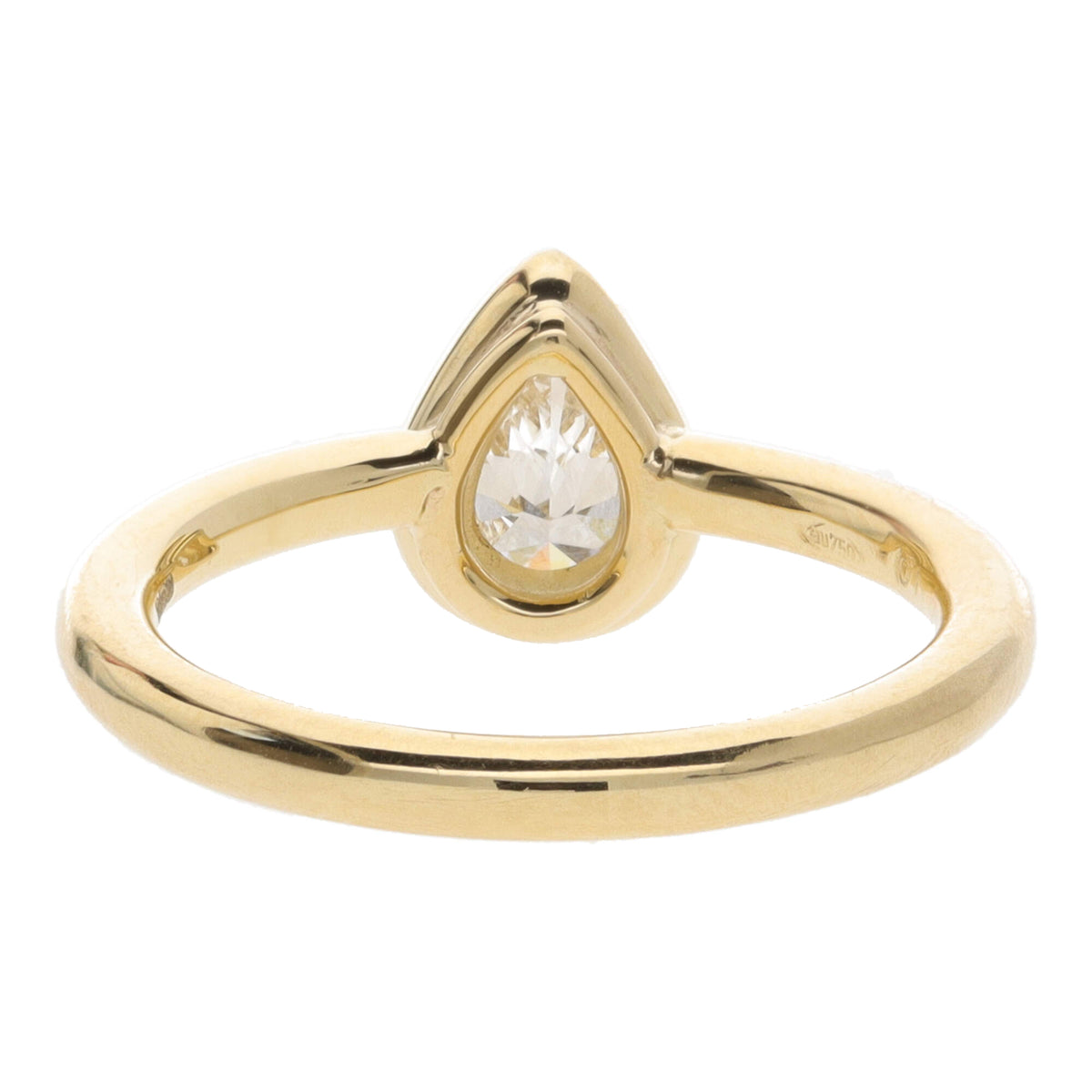 Diamond 0.37ct Pear Cut 18ct Yellow Gold Collar Set Ring - Michael Jones Jeweller