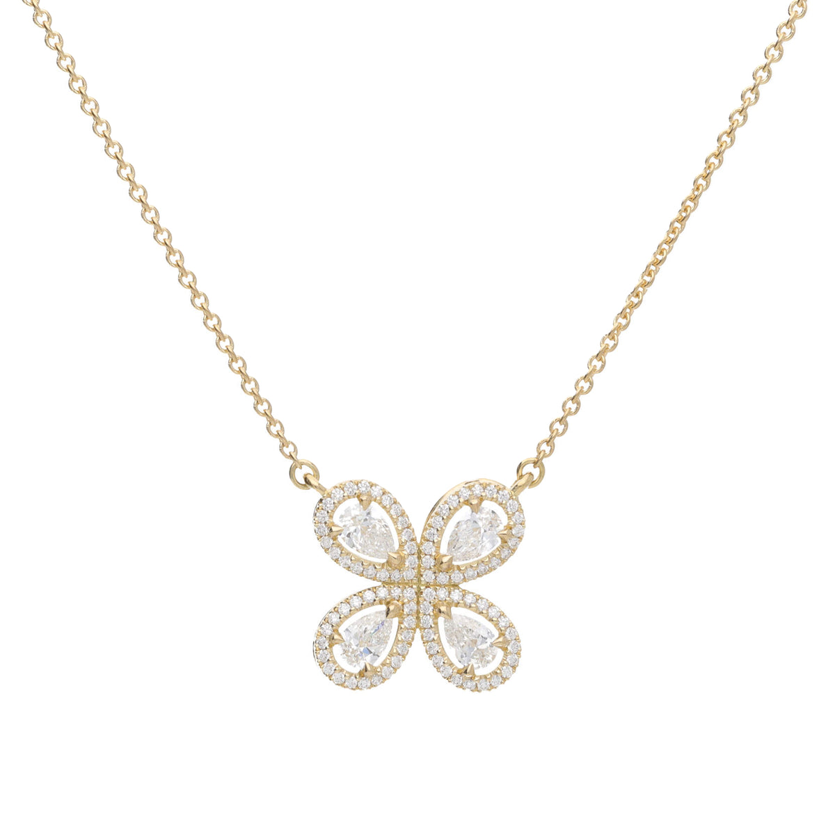 Diamond 1.00ct 18ct Yellow Gold Clover Necklace - Michael Jones Jeweller