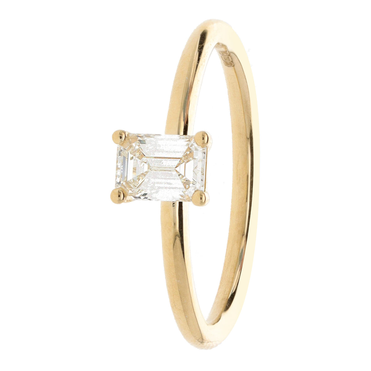 Diamond 0.50ct Emerald Cut 18ct Yellow Gold Solitaire Ring - Michael Jones Jeweller
