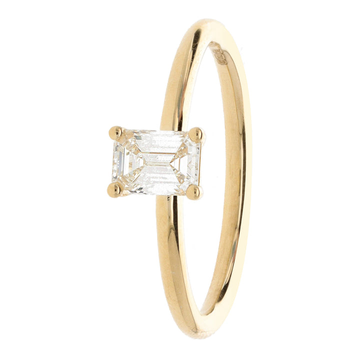 Diamond 0.50ct Emerald Cut 18ct Yellow Gold Solitaire Ring