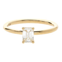 Diamond 0.50ct Emerald Cut 18ct Yellow Gold Solitaire Ring - Michael Jones Jeweller