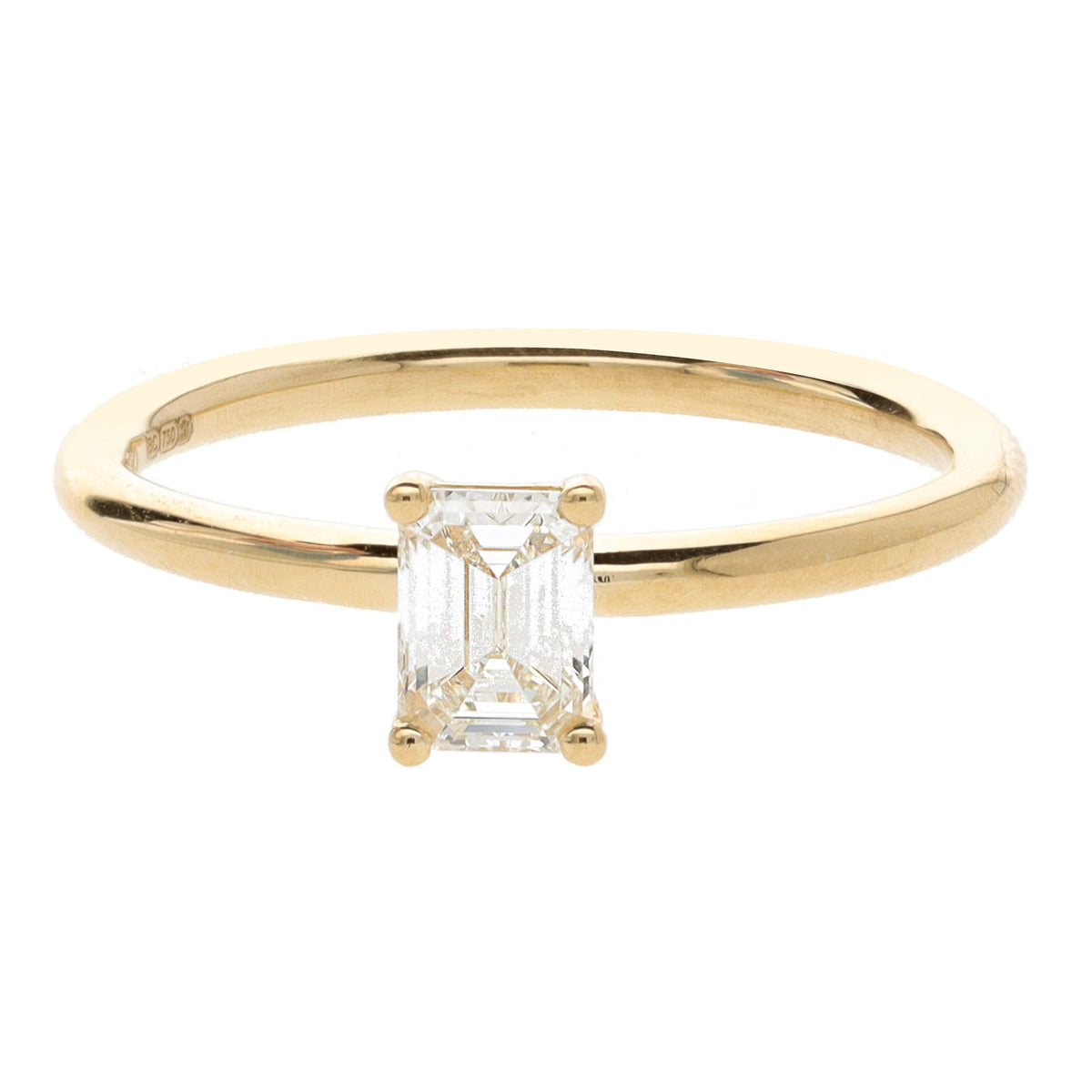 Diamond 0.50ct Emerald Cut 18ct Yellow Gold Solitaire Ring - Michael Jones Jeweller