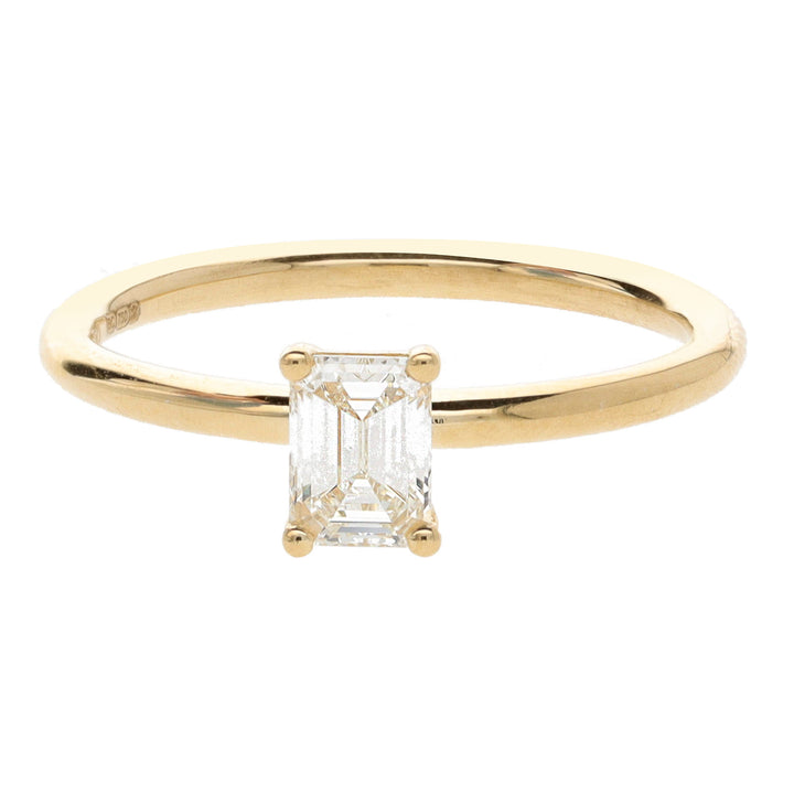 Diamond 0.50ct Emerald Cut 18ct Yellow Gold Solitaire Ring