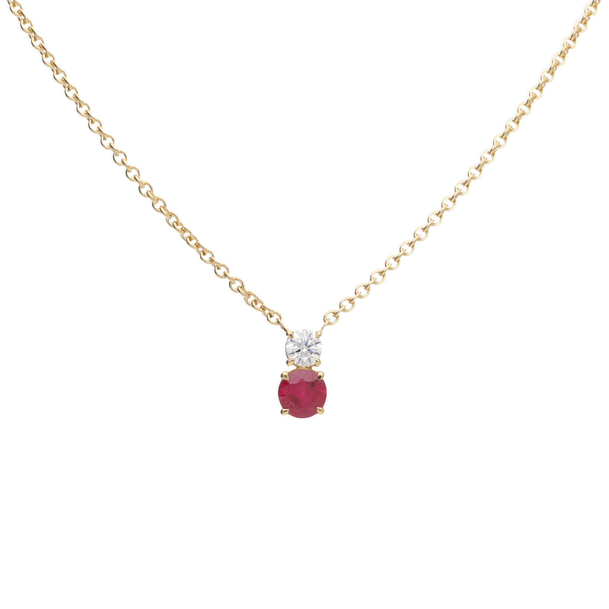 Ruby and Diamond 18ct Yellow Gold Necklace - Michael Jones Jeweller