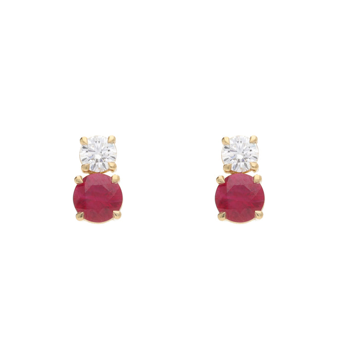 Ruby and Diamond 18ct Yellow Gold Stud Earrings