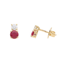 Ruby and Diamond 18ct Yellow Gold Stud Earrings