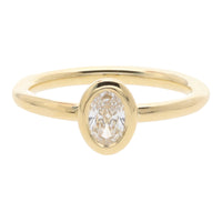 Diamond 0.37ct Oval Cut 18ct Yellow Gold Collar Set Ring - Michael Jones Jeweller