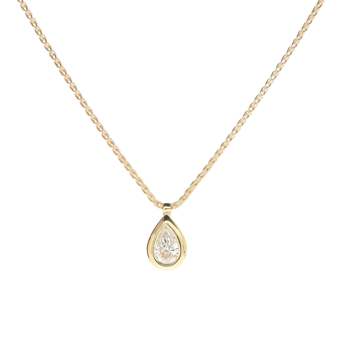 Diamond 0.31ct Pear Cut 18ct Yellow Gold Necklace - Michael Jones Jeweller