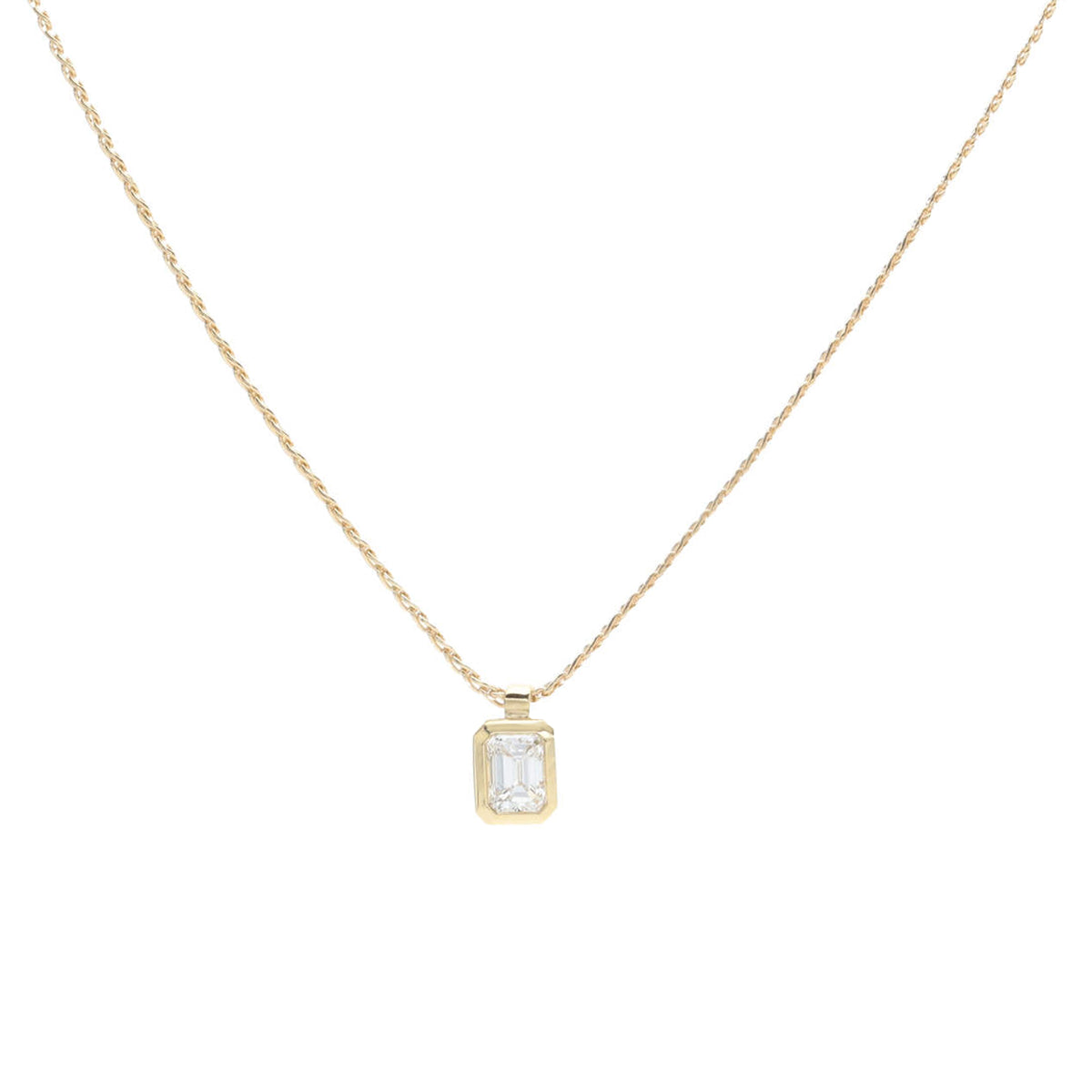 Diamond 0.32ct Emerald Cut 18ct White Gold Necklace - Michael Jones Jeweller