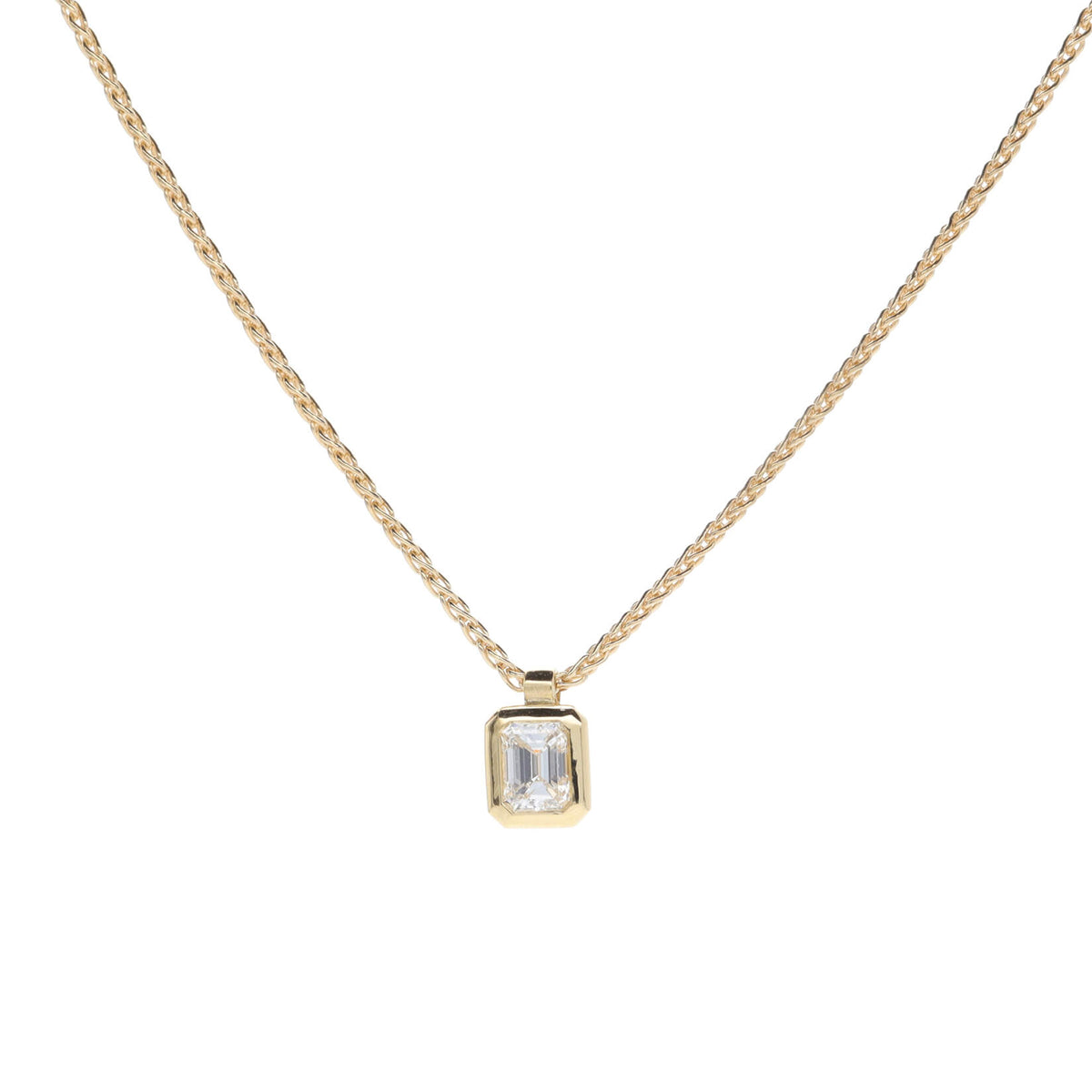 Diamond 0.32ct Emerald Cut 18ct White Gold Necklace - Michael Jones Jeweller