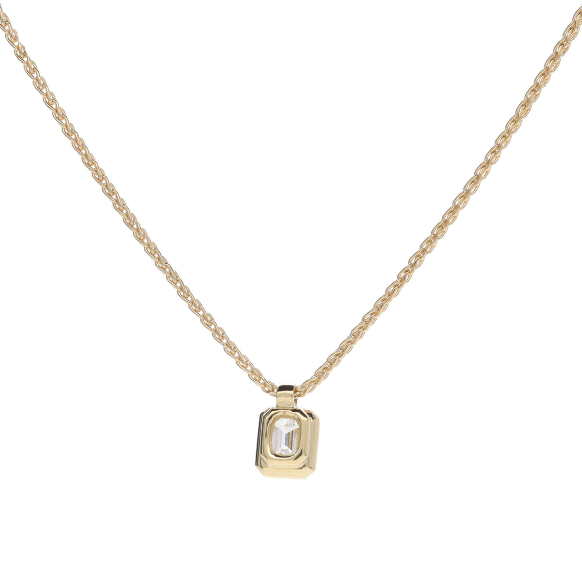 Diamond 0.32ct Emerald Cut 18ct White Gold Necklace - Michael Jones Jeweller