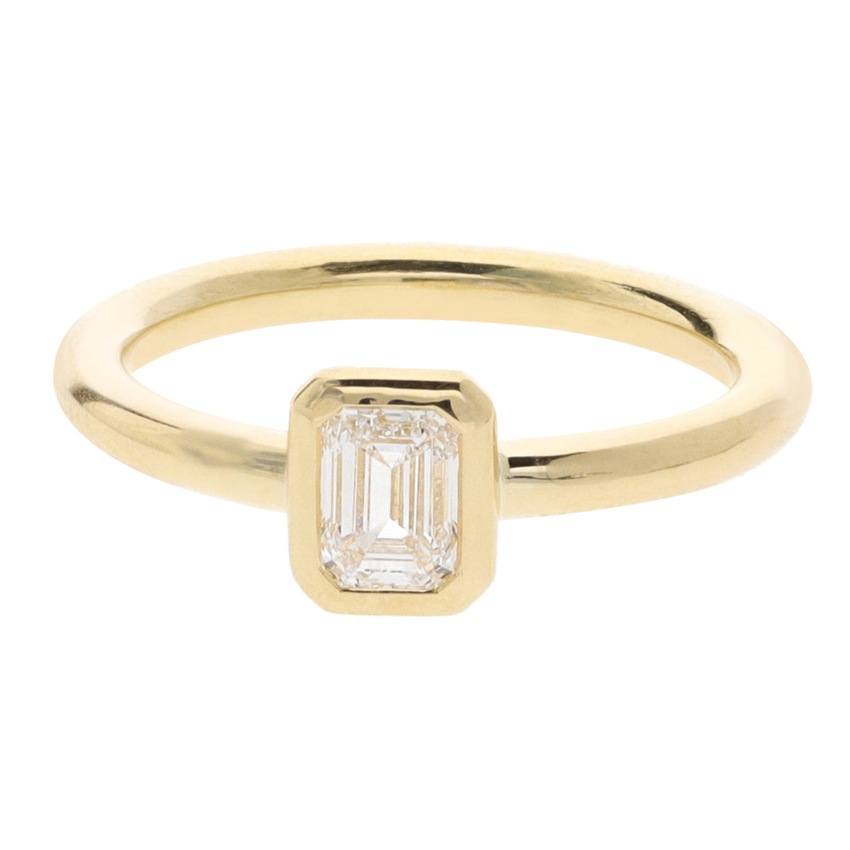 Diamond 0.53ct Emerald Cut 18ct Yellow Gold Solitaire Ring - Michael Jones Jeweller