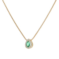 Emerald and Diamond 18ct Yellow Gold Pear Cut Cluster Necklace - Michael Jones Jeweller