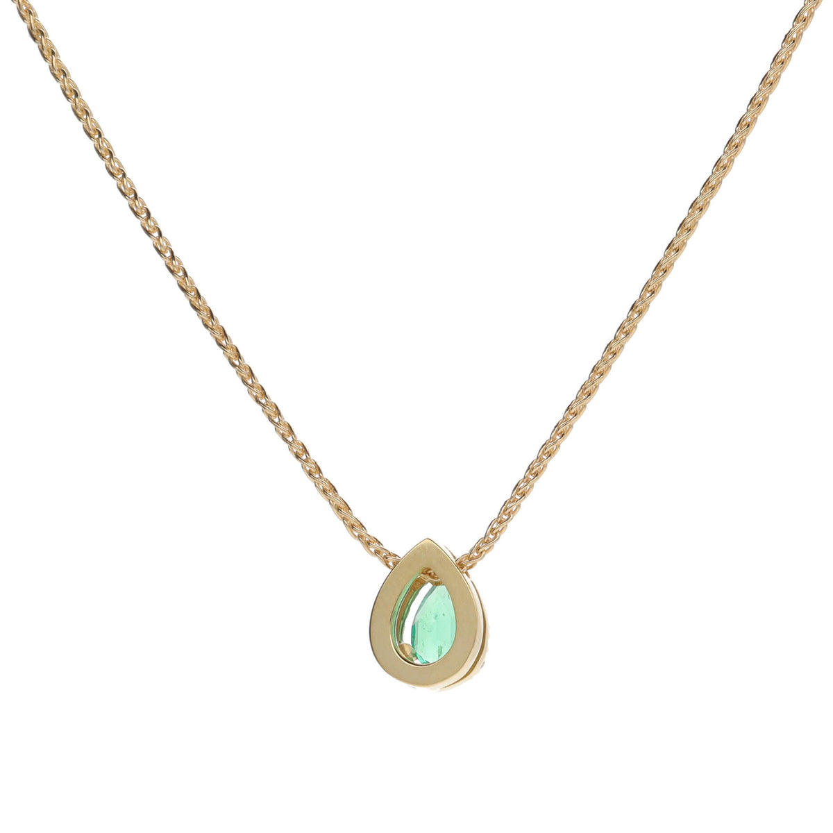 Emerald and Diamond 18ct Yellow Gold Pear Cut Cluster Necklace - Michael Jones Jeweller