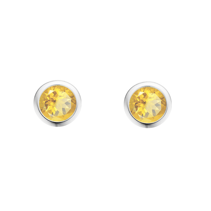 Amore Citrine Silver Stud Earrings