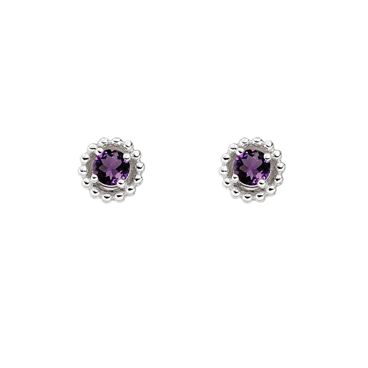 Amore February Birthstone Amethyst Vita Stud Earrings