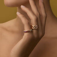 Fabergé Crown Quilted Ring with Diamonds (L.5)