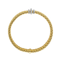 FOPE Flex'it Panorama 18ct Yellow Gold 0.23ct Diamond Set Bracelet Medium - Michael Jones Jeweller