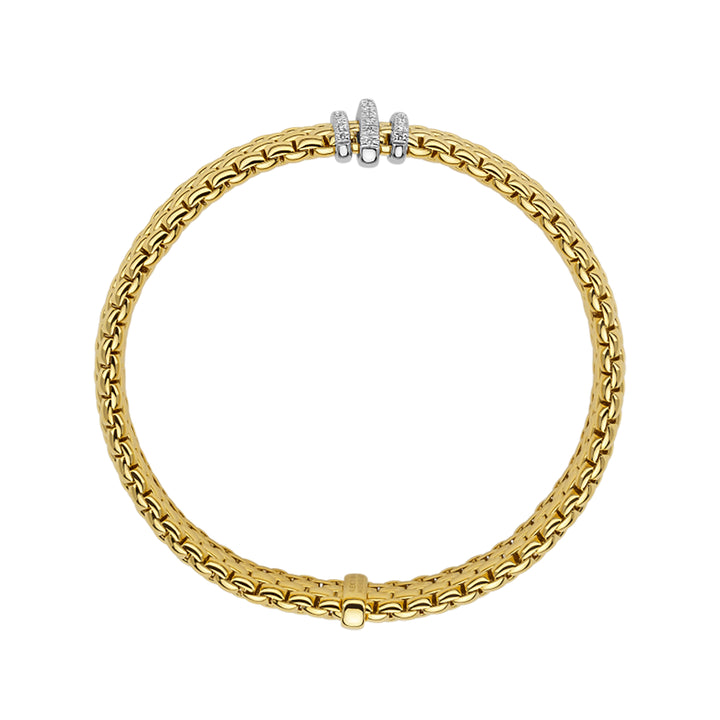 FOPE Flex'it Panorama 18ct Yellow Gold 0.23ct Diamond Set Bracelet Medium