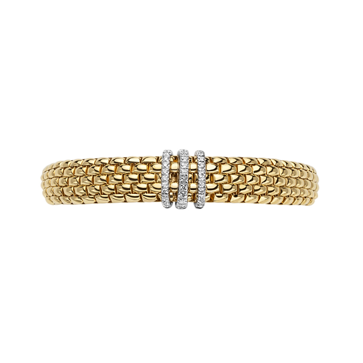 FOPE Flex'it Panorama 18ct Yellow Gold 0.23ct Diamond Set Bracelet Medium - Michael Jones Jeweller