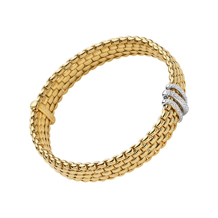 FOPE Flex'it Panorama 18ct Yellow Gold 0.23ct Diamond Set Bracelet Medium