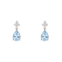 Aquamarine and Diamond 18ct White Gold Drop Earrings - Michael Jones Jeweller