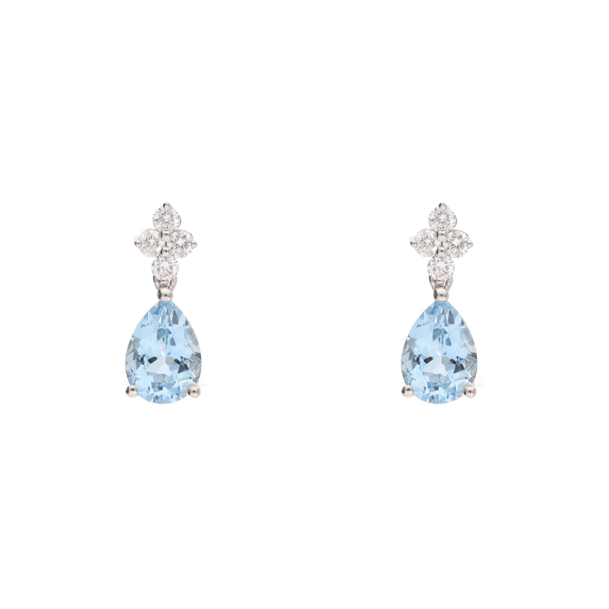Aquamarine and Diamond 18ct White Gold Drop Earrings - Michael Jones Jeweller