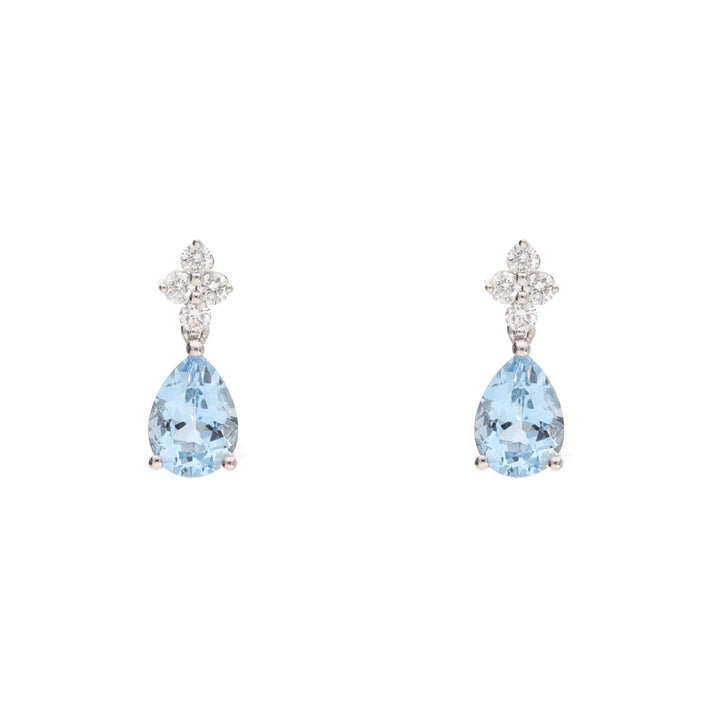 Aquamarine and Diamond 18ct White Gold Drop Earrings