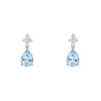 Aquamarine and Diamond 18ct White Gold Drop Earrings