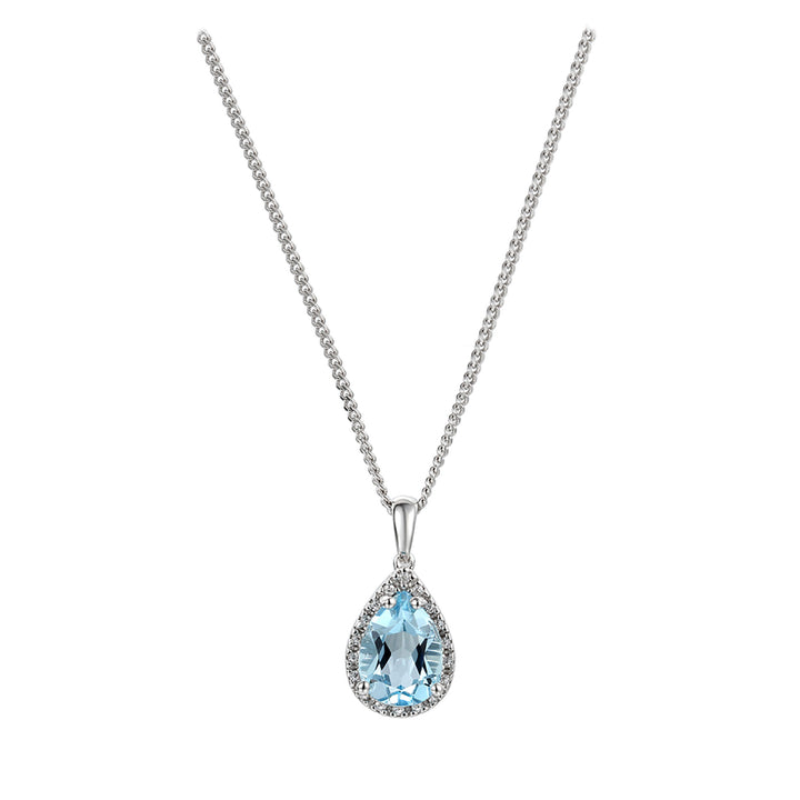 Amore Peardrop Blue Topaz and Cubic Zirconia Necklace - Michael Jones Jeweller