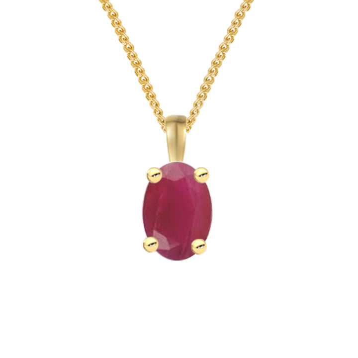 Classic Oval Ruby 9ct Yellow Gold Pendant