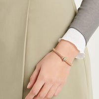 FOPE Flex'it Solo 18ct Yellow Gold Emerald and 0.28ct Diamond Set Bracelet Medium - Michael Jones Jeweller