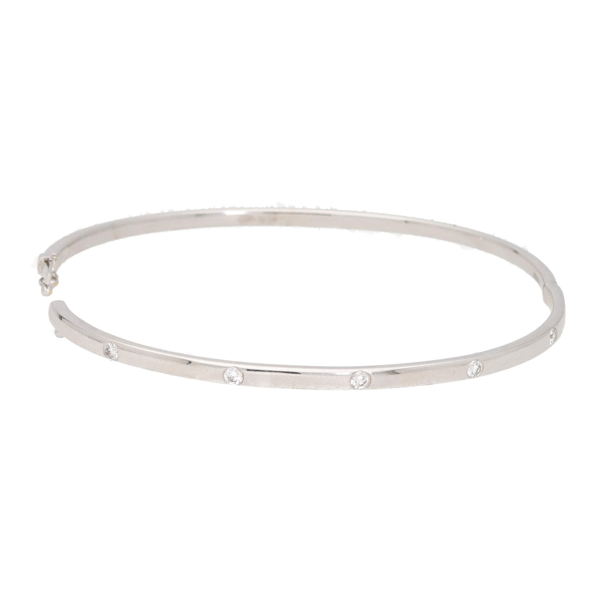 Diamond 0.20ct 18ct White Gold Half Hinged Bangle - Michael Jones Jeweller