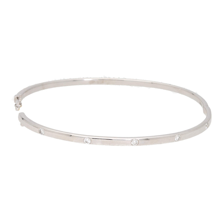 Diamond 0.20ct 18ct White Gold Half Hinged Bangle