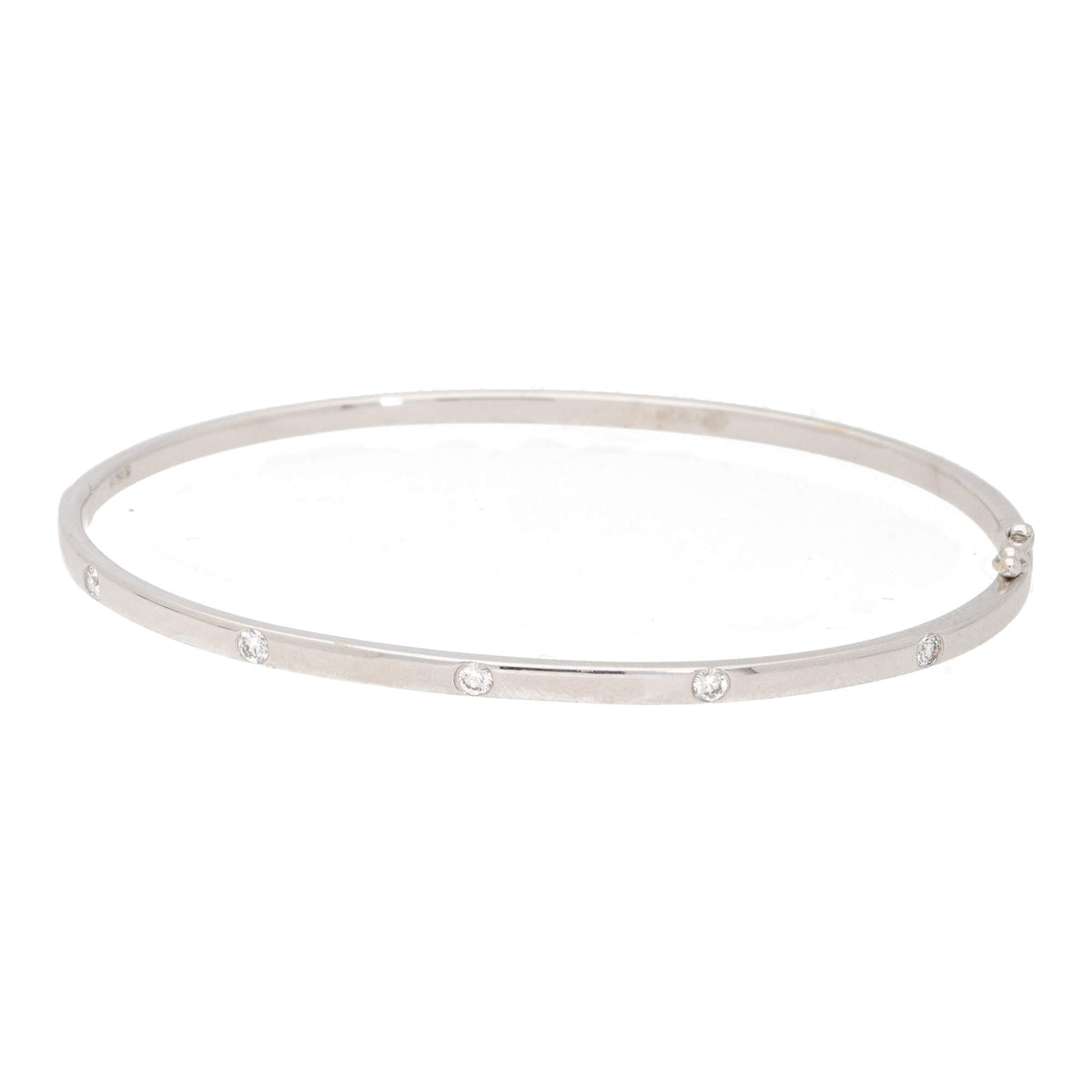 Diamond 0.20ct 18ct White Gold Half Hinged Bangle - Michael Jones Jeweller