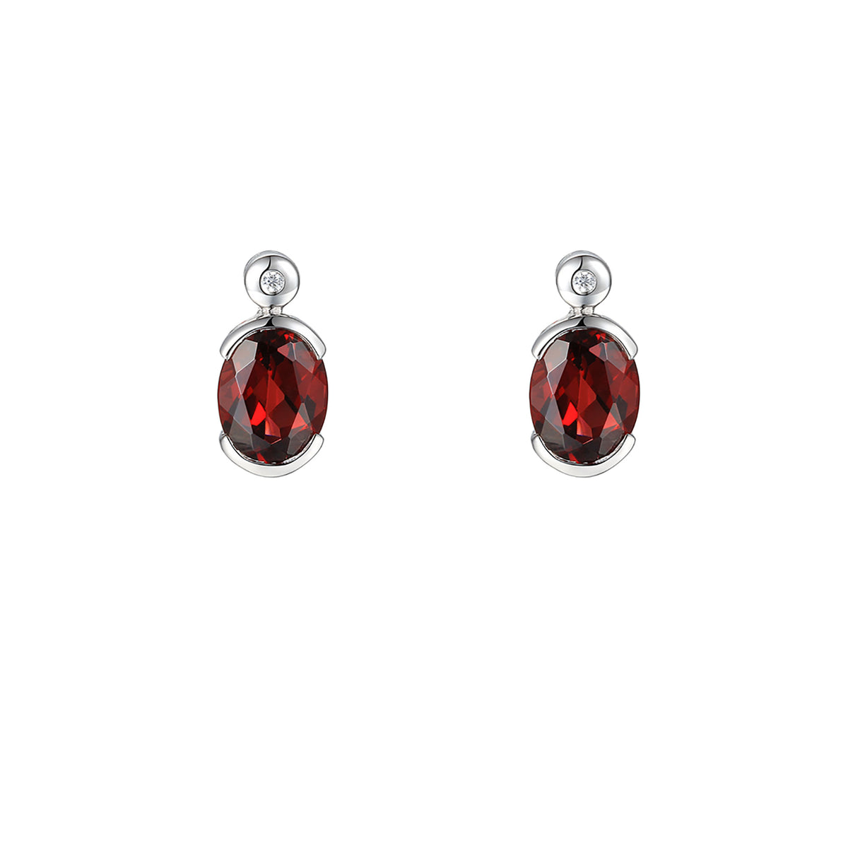 Amore Spicy Red Garnet and Cubic Zirconia Stud Earrings - Michael Jones Jeweller