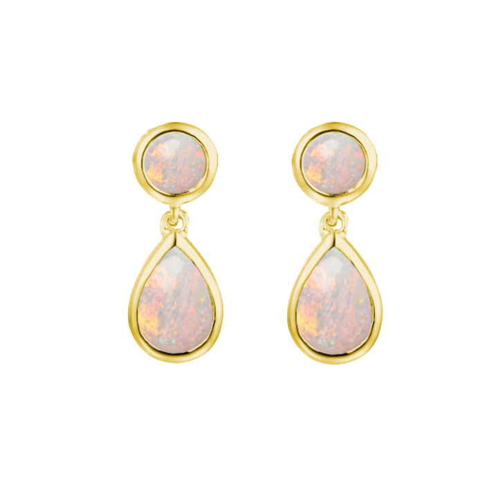 Amore Opal Duo 9ct Yellow Gold Drop Earrings
