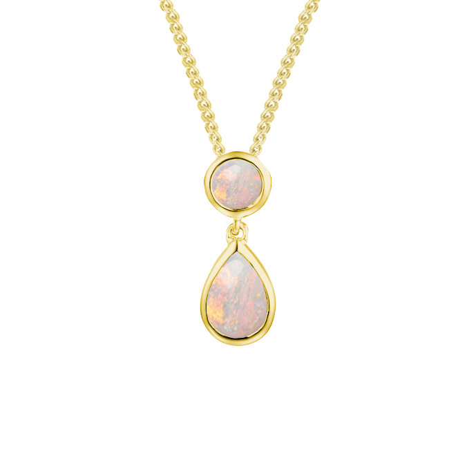 Amore Opal Duo 9ct Yellow gold pendant