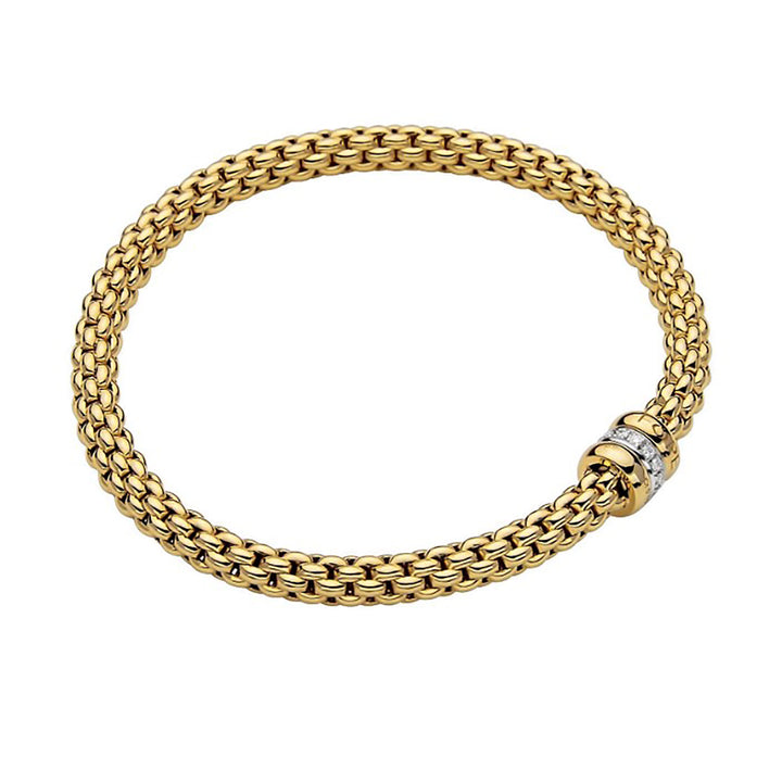 FOPE Flex'it Solo 18ct Yellow and White Gold 0.10ct Diamond Set Bracelet Medium