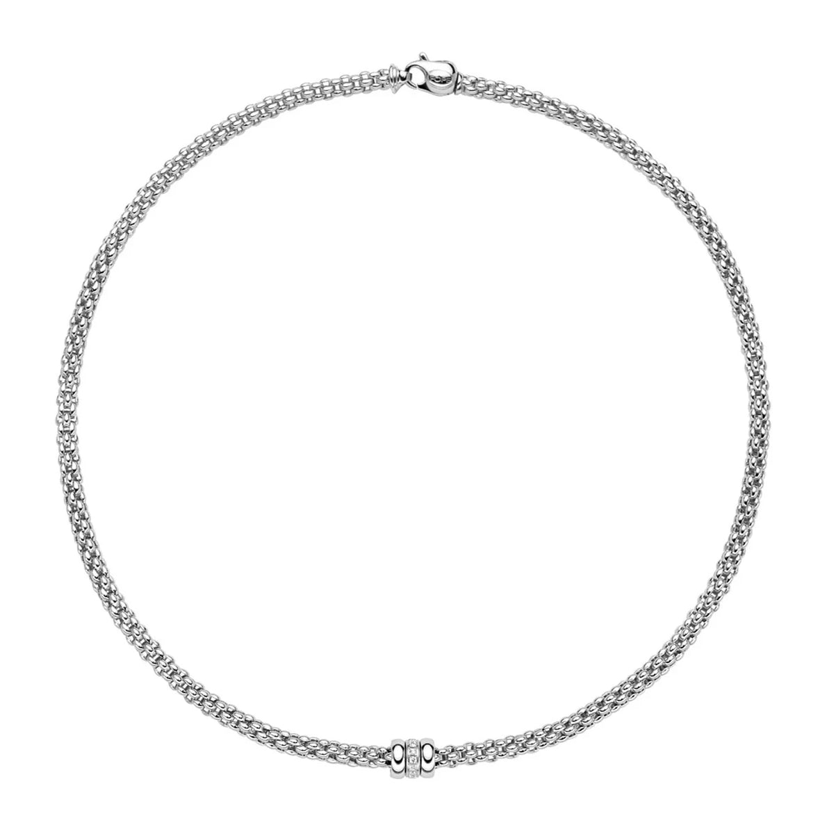 FOPE Flex'it Solo 18ct White Gold 0.10ct Diamond Set Necklace 43cm - Michael Jones Jeweller