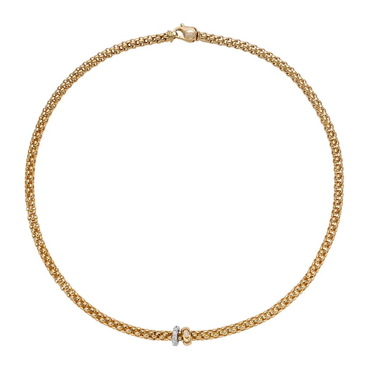 FOPE Flex'it Solo 18ct Yellow Gold 0.29ct Diamond Set Necklace 43cm - Michael Jones Jeweller
