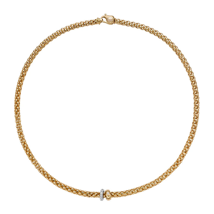 FOPE Flex'it Solo 18ct Yellow Gold 0.29ct Diamond Set Necklace 43cm