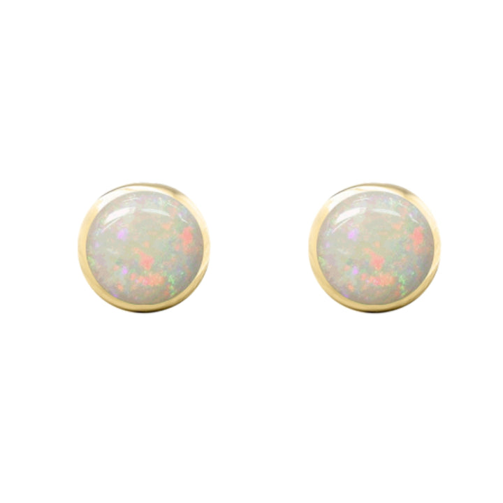 Amore Opal Round 9ct Yellow Gold Stud Earrings