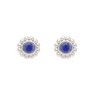 Blue Sapphire 18ct White Gold Beaded Stud Earrings - Michael Jones Jeweller